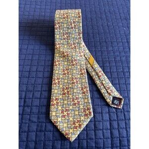 Salvatore Ferragamo Made In Italy 100% Silk Tie Yellow Nautical Themed